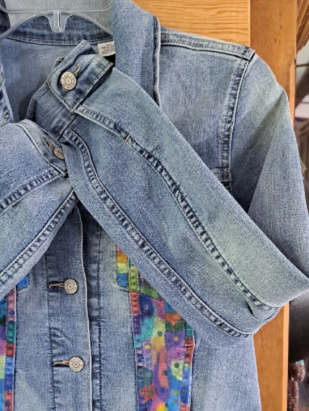 Hand Painted Denim Jacket with Colorful Panel Accents Cartoon - Picture 12 of 12